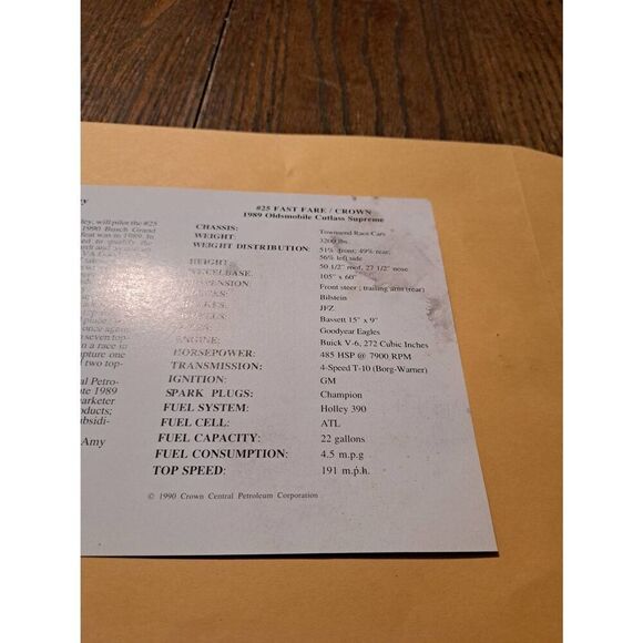 Vintage 1990 Jimmy Hensley NASCAR Driver Card #25 Fast Fare Crown Oldsmobile - Picture 4 of 4